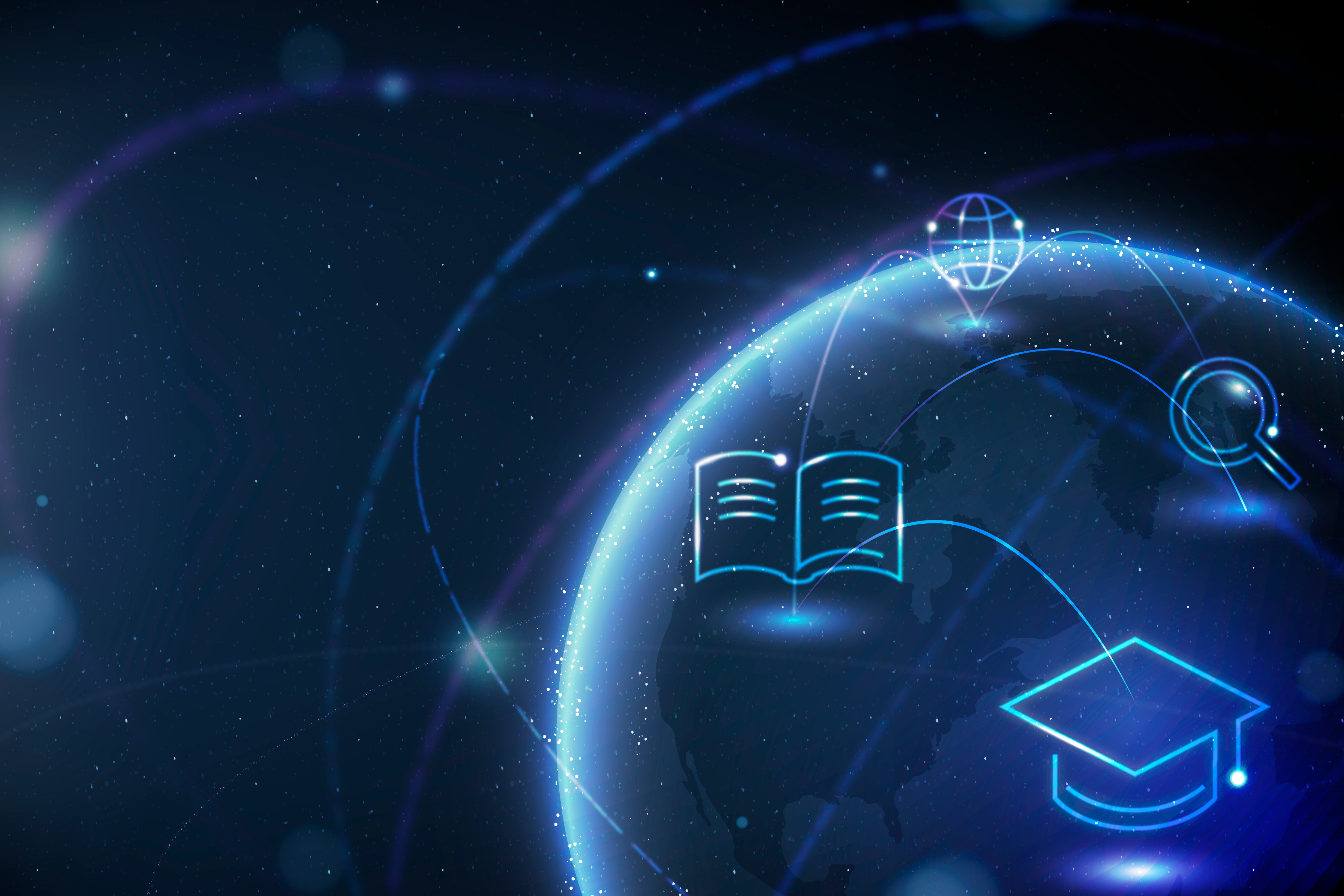 digital library book shield dark neon