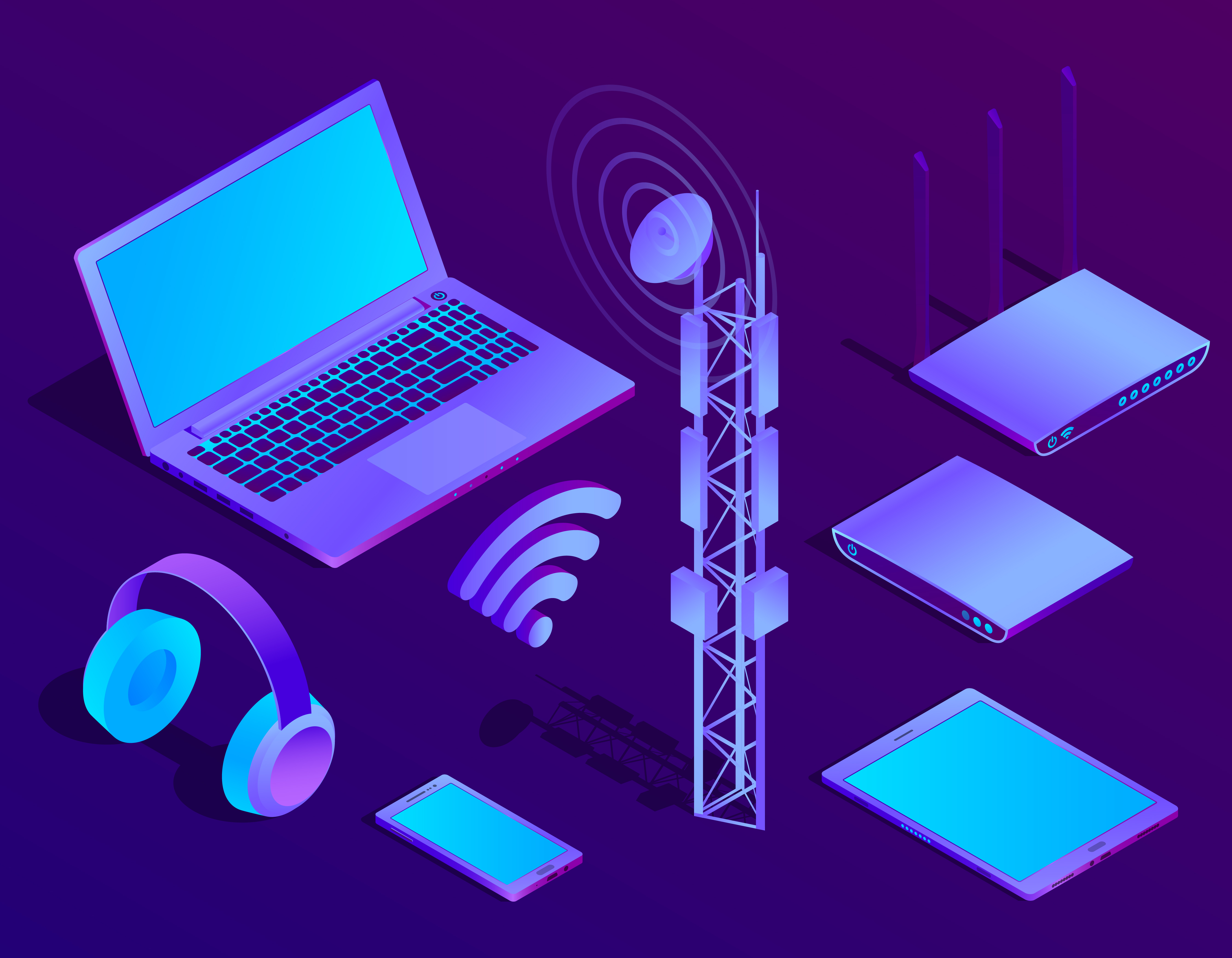 home router cyber security network neon flat