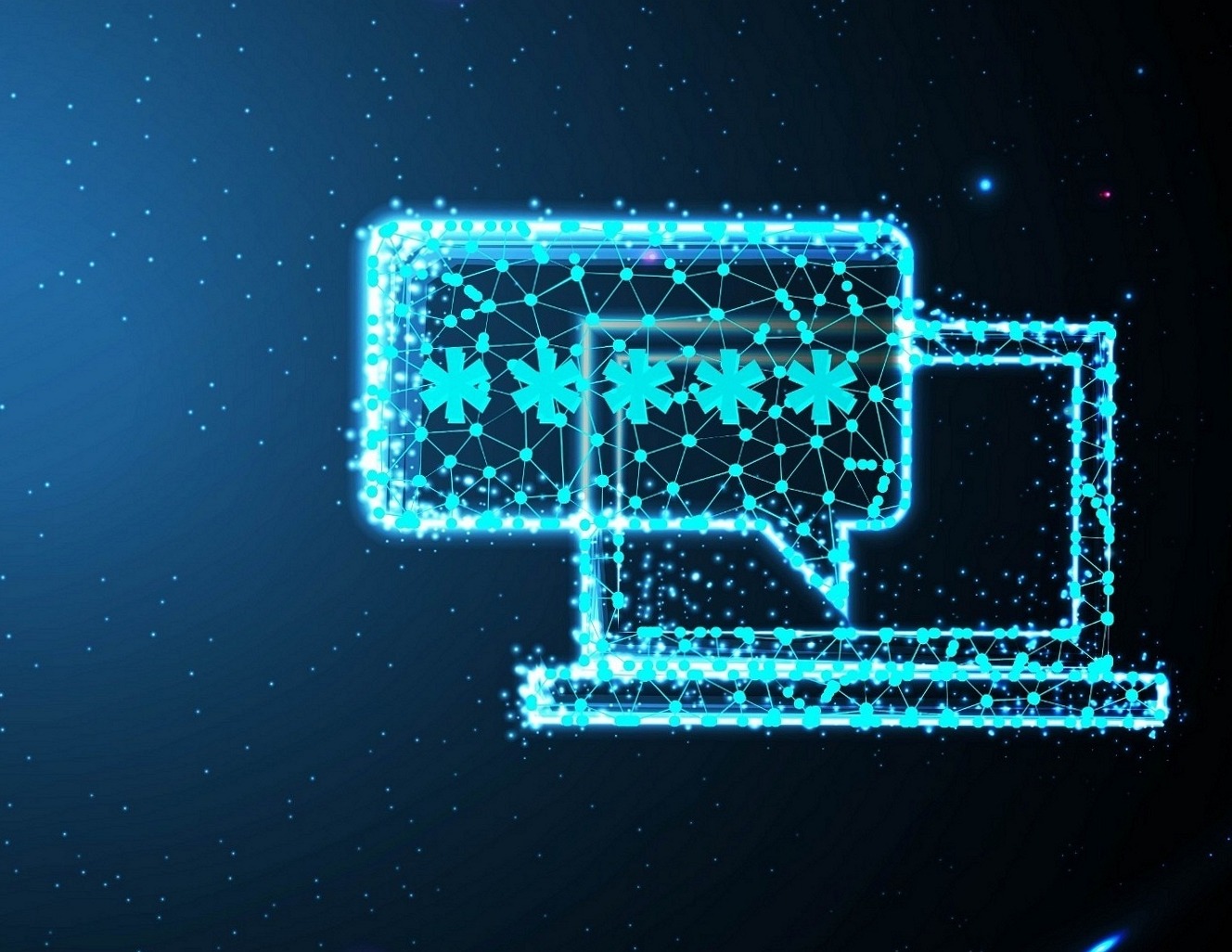 laptop shield cyber security dark neon