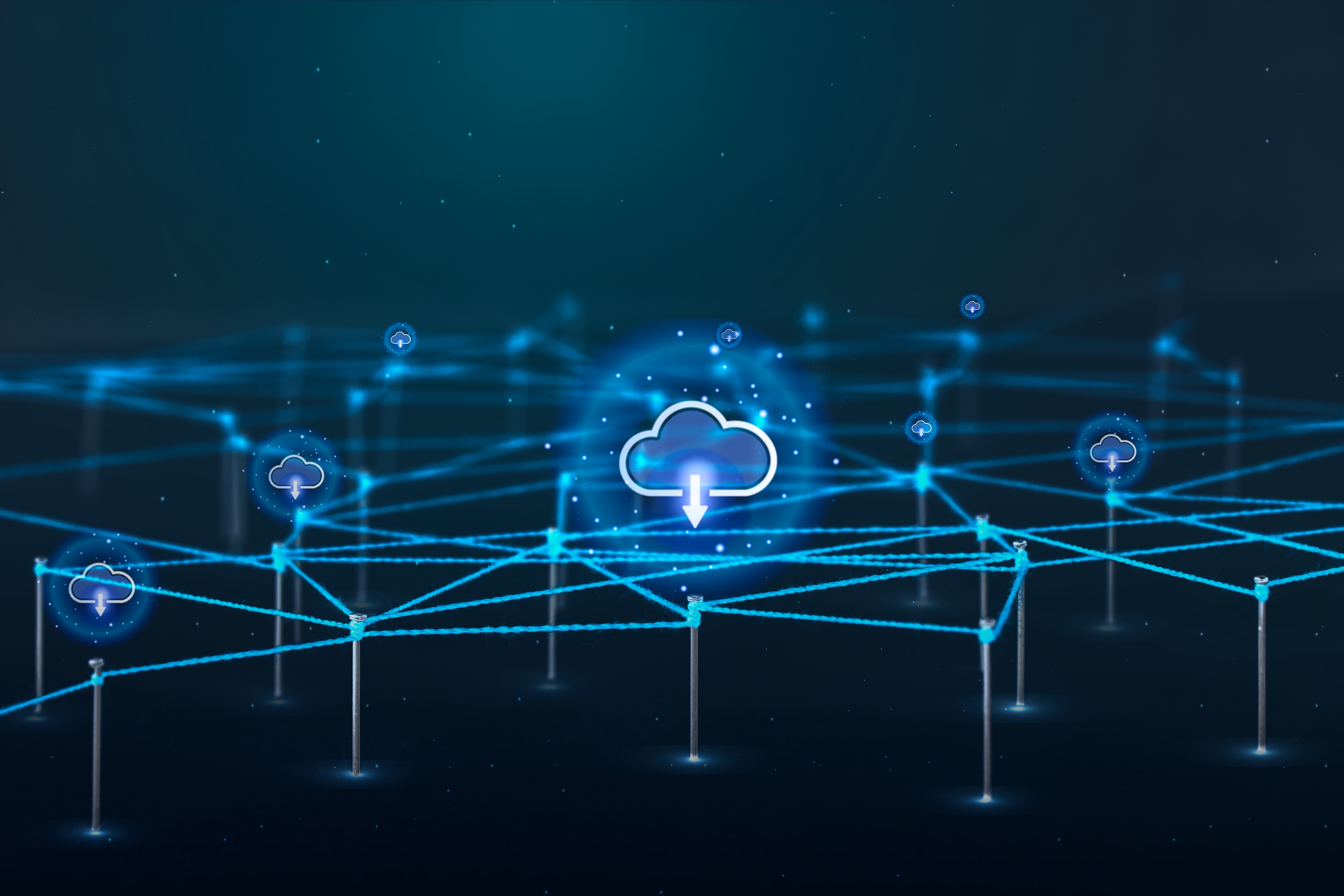 cloud security node connection dark neon