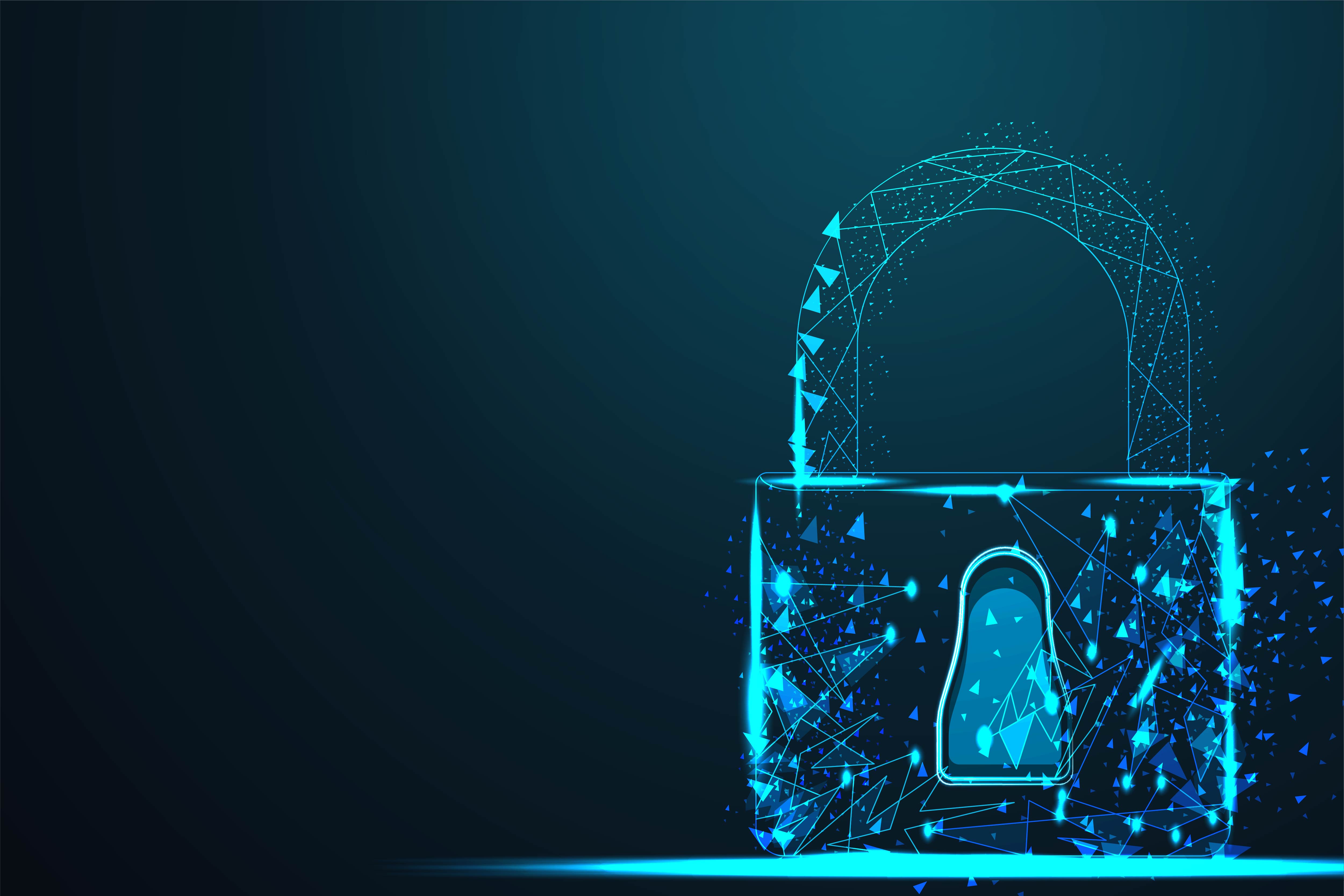 digital lock cyber security dark background