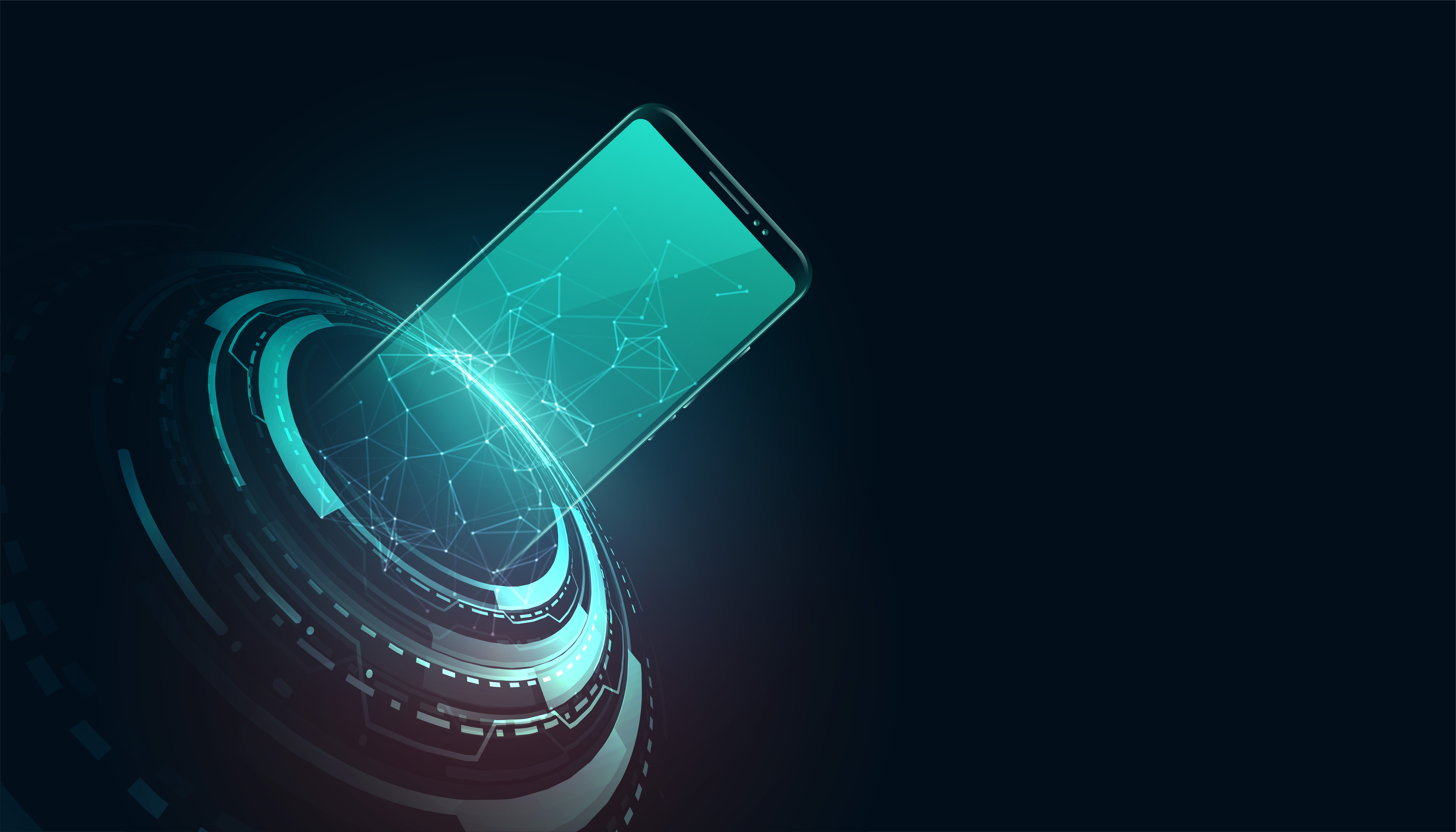 smartphone shield protection neon background